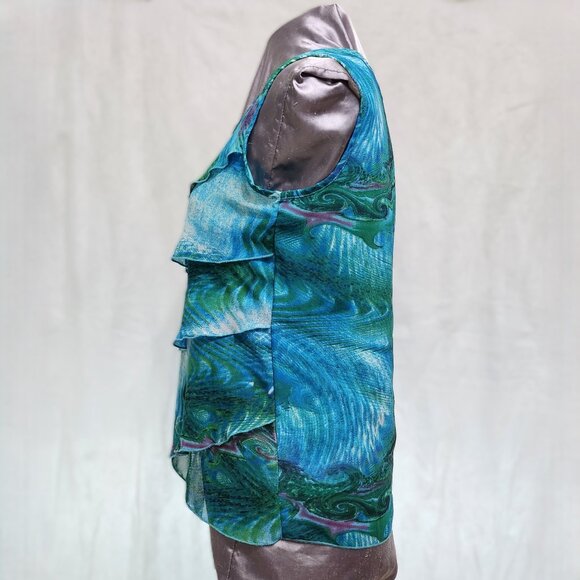 Blue Layered Ruffled Blouse - Picture 4 of 6